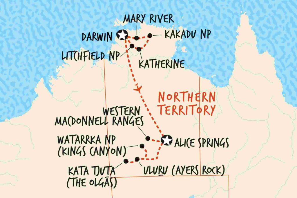 A map of the NT (Northern Territory)